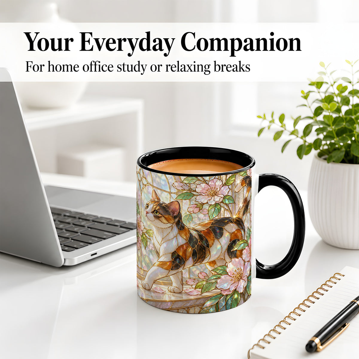 #pl[11oz|Black] Stained Glass Style Cat Ceramic Mug for Cat Lovers