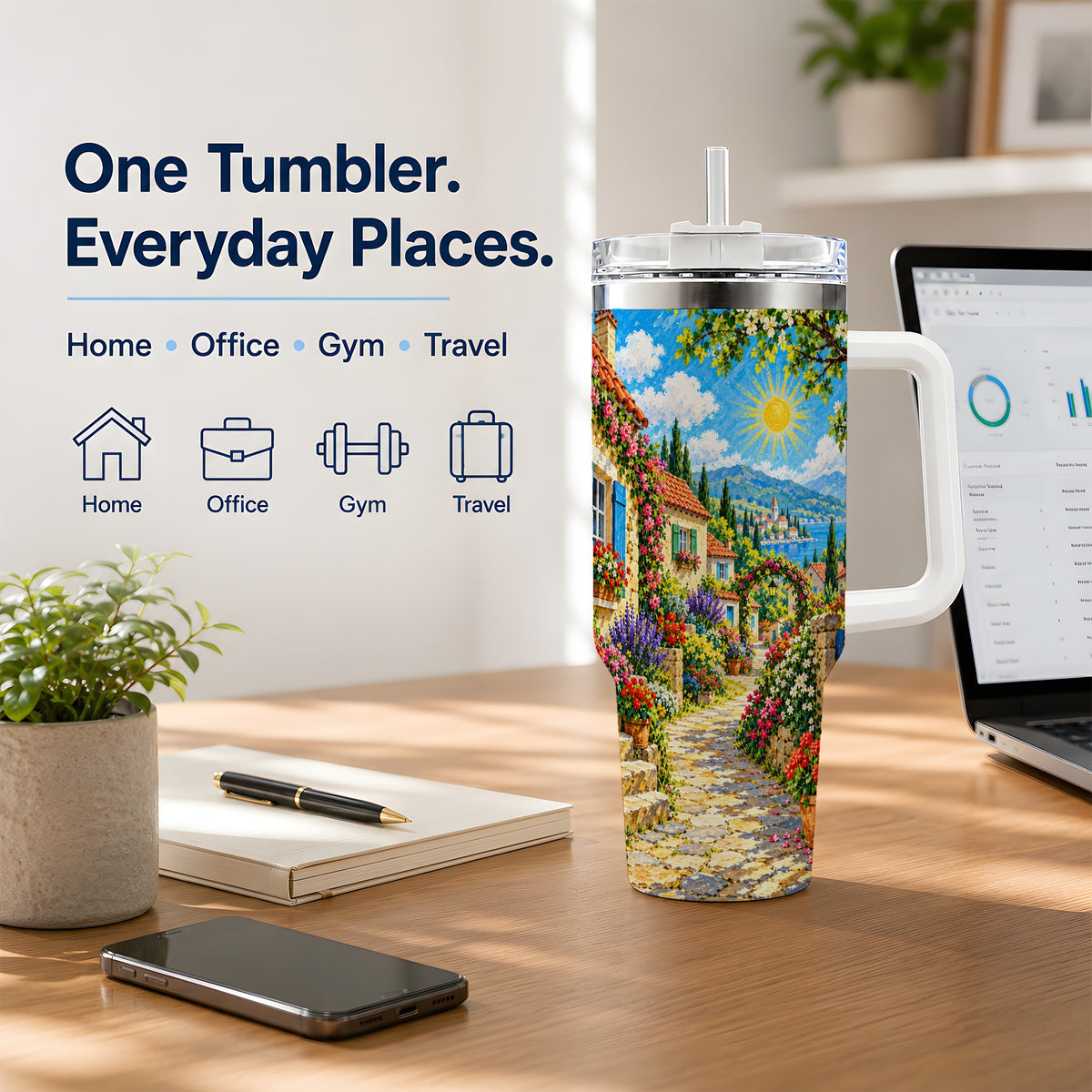 Coastal Village Garden 40oz Tumbler for Travel Lovers