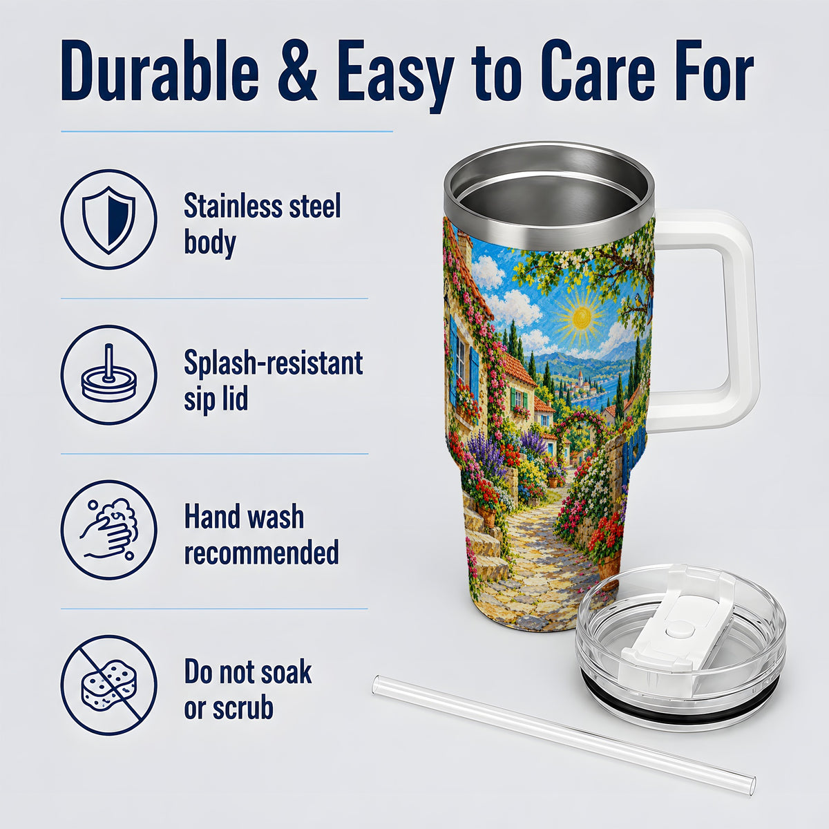 Coastal Village Garden 40oz Tumbler for Travel Lovers