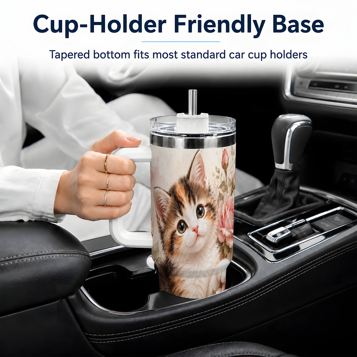 Calico Kitten Roses 40oz Tumbler for Cat Lovers