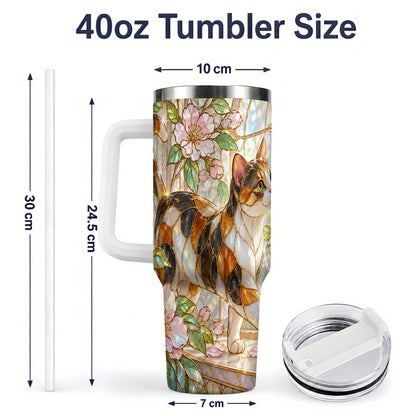 #pl[40oz|White] Stained Glass Style Cat 40oz Tumbler for Cat Lovers