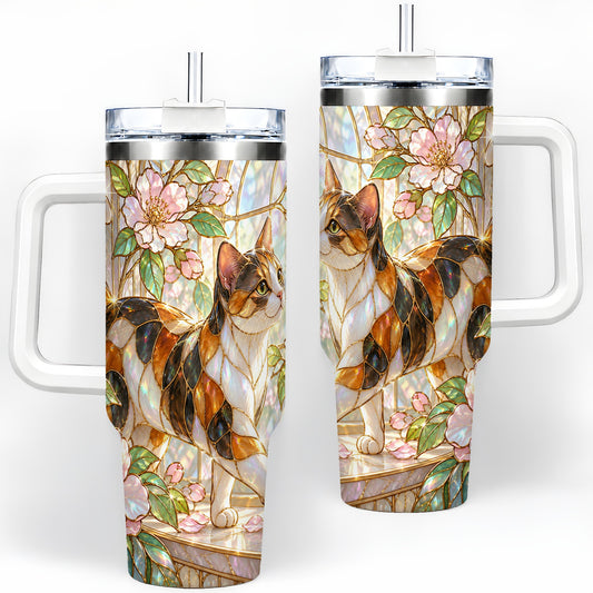 Stained Glass Style Cat 40oz Tumbler for Cat Lovers