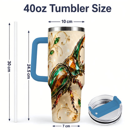 #pl[40oz|Blue] Stag Beetle Tumbler, 40oz Stainless Steel Drinkware with Jewel Style Art