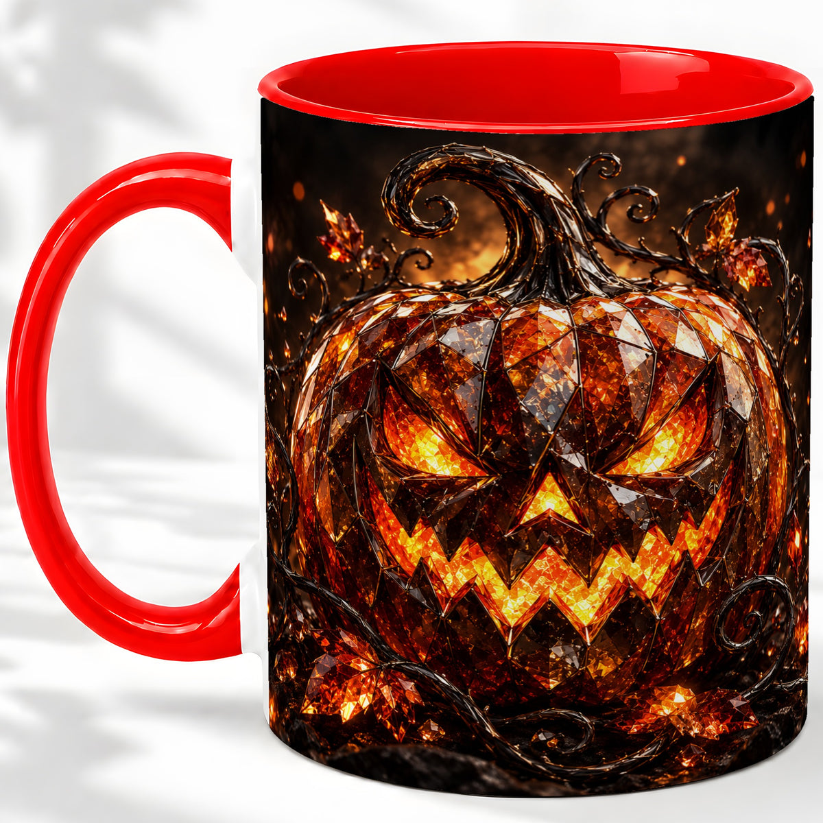 Halloween Jack O Lantern Accent Mug, Ceramic Mug with Pumpkin Art