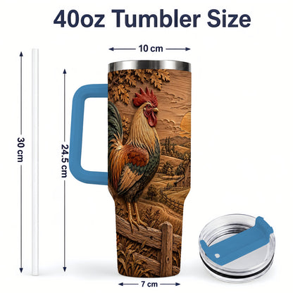 #pl[40oz|Blue] Farm Rooster Tumbler, 40oz Tumbler with Rustic Country Artwork
