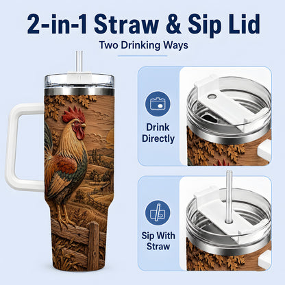 #pl[40oz|White] Farm Rooster Tumbler, 40oz Tumbler with Rustic Country Artwork