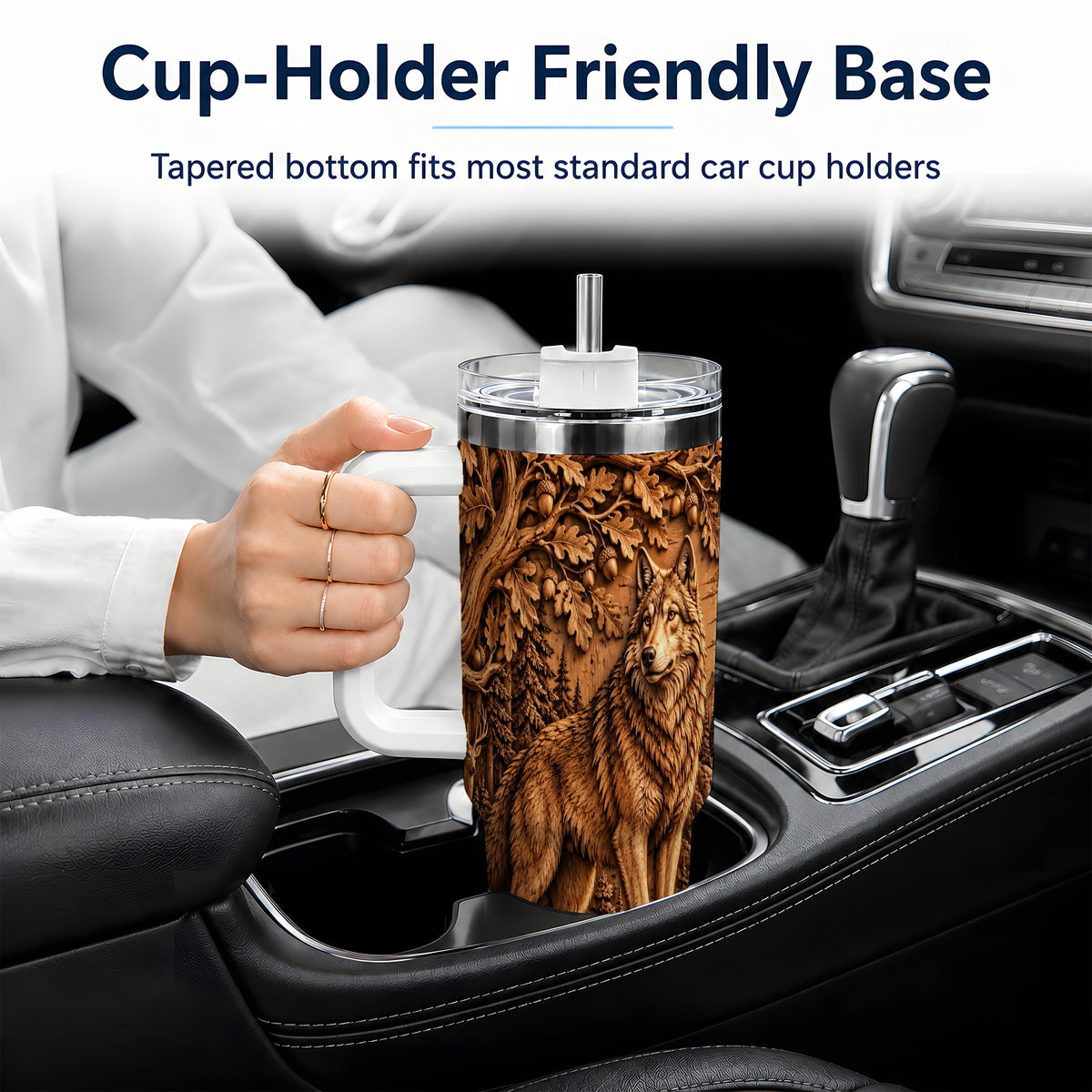 Woodland Wolf Tumbler, 40oz Tumbler with Forest Animal Artwork