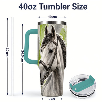 #pl[40oz|Green] Horse Portrait Tumbler, 40oz Tumbler with Brushstroke Artwork