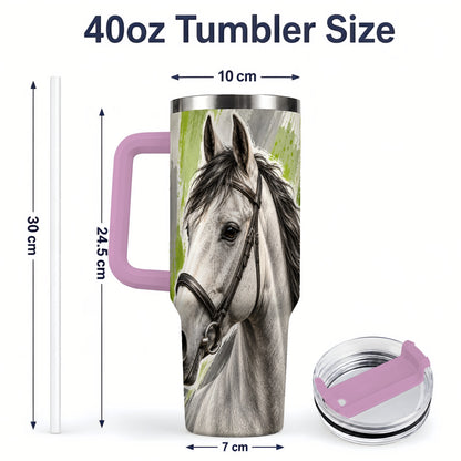 #pl[40oz|Pink] Horse Portrait Tumbler, 40oz Tumbler with Brushstroke Artwork