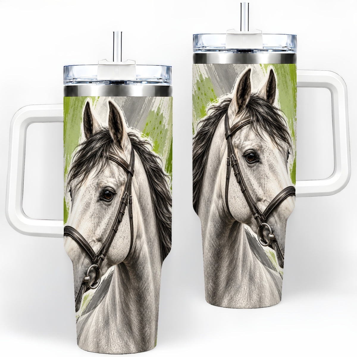 Horse Portrait Tumbler, 40oz Tumbler with Brushstroke Artwork