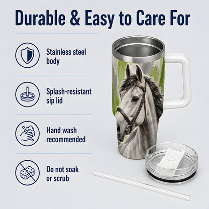 Horse Portrait Tumbler, 40oz Tumbler with Brushstroke Artwork