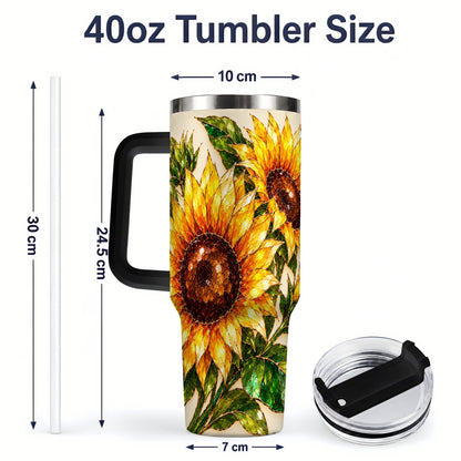 #pl[40oz|Black] Sunflower 40oz Tumbler, Bright Botanical Design for Everyday Drinks