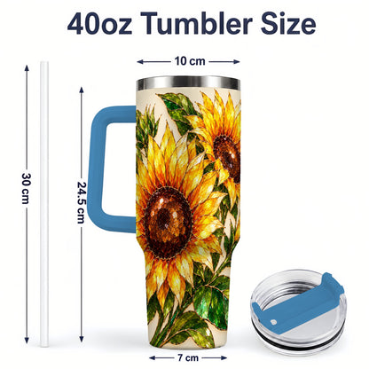 #pl[40oz|Blue] Sunflower 40oz Tumbler, Bright Botanical Design for Everyday Drinks