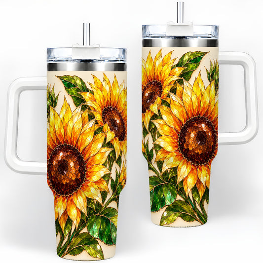 Sunflower 40oz Tumbler, Bright Botanical Design for Everyday Drinks