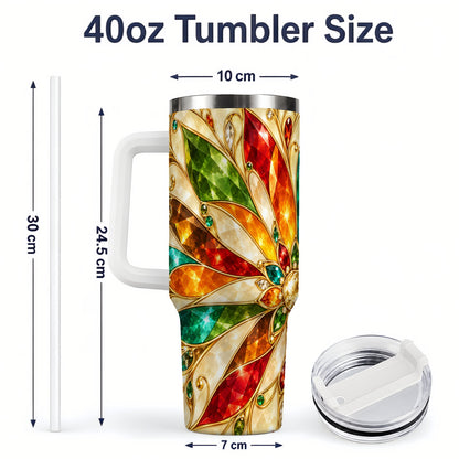 #pl[40oz|White] Jeweled Floral Pattern 40oz Tumbler, Printed Drinkware for Art Lovers