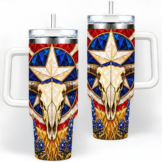 Western Cattle Skull 40oz Tumbler, Printed Drinkware for Western Art Lovers