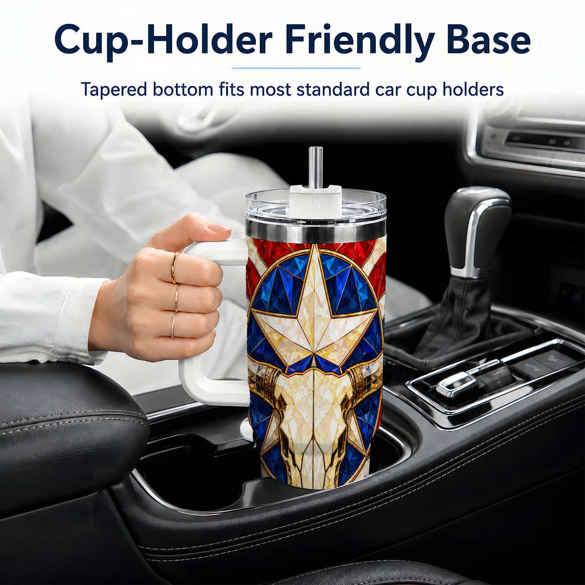 Western Cattle Skull 40oz Tumbler, Printed Drinkware for Western Art Lovers