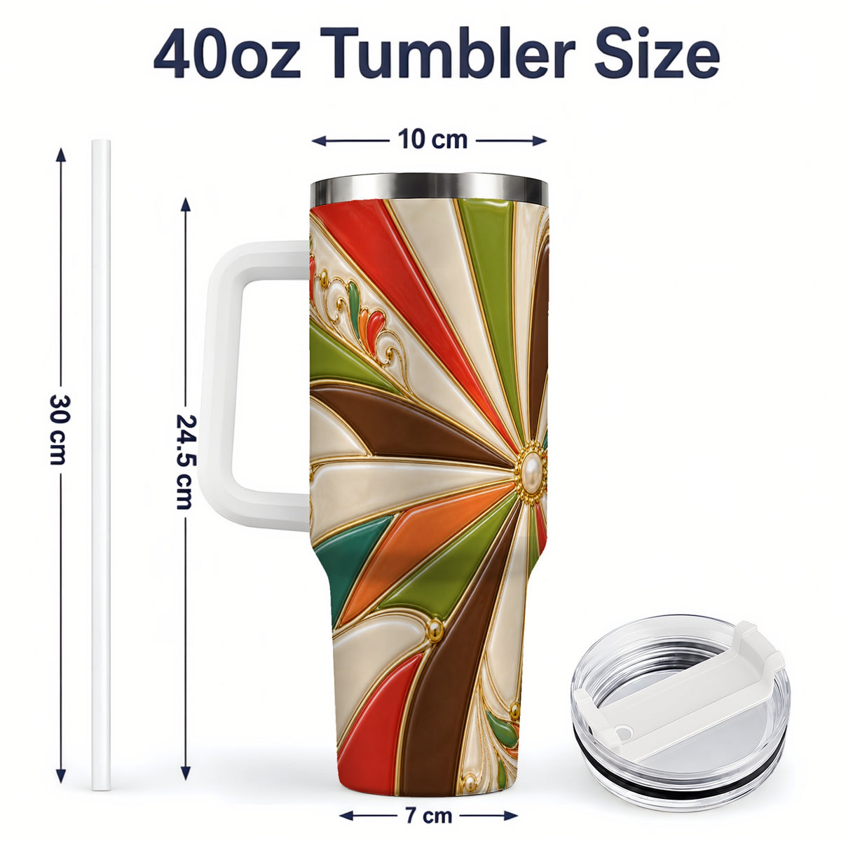 #pl[40oz|White] Retro Geometric Swirl 40oz Tumbler for Abstract Art Fans
