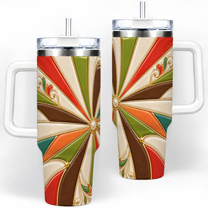 Retro Geometric Swirl 40oz Tumbler for Abstract Art Fans