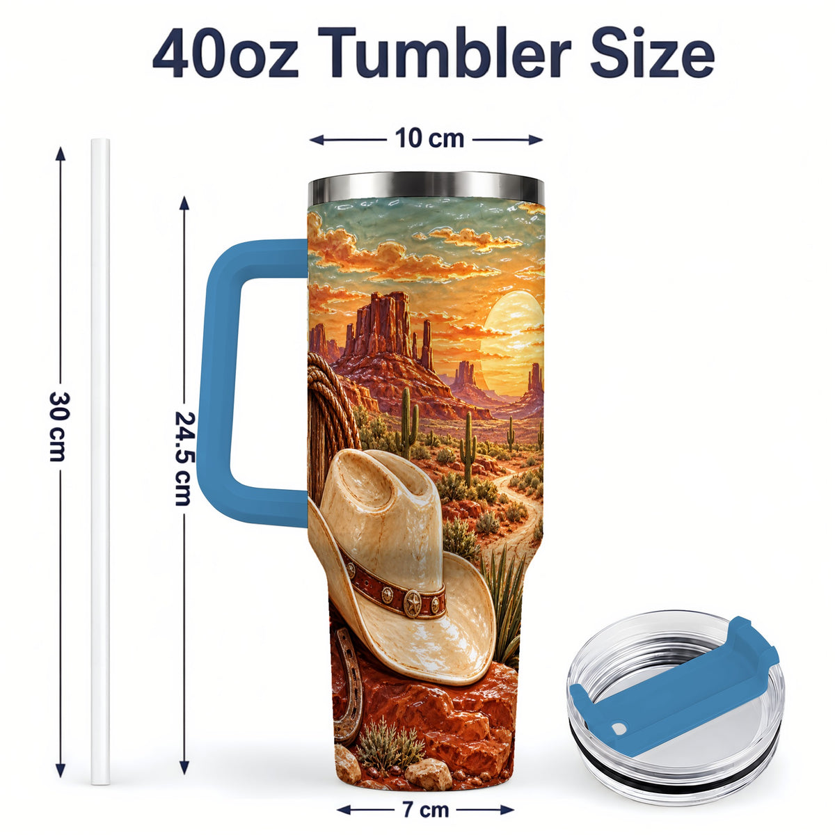 #pl[40oz|Blue] Western Cowboy Desert 40oz Tumbler for Western Style Fans