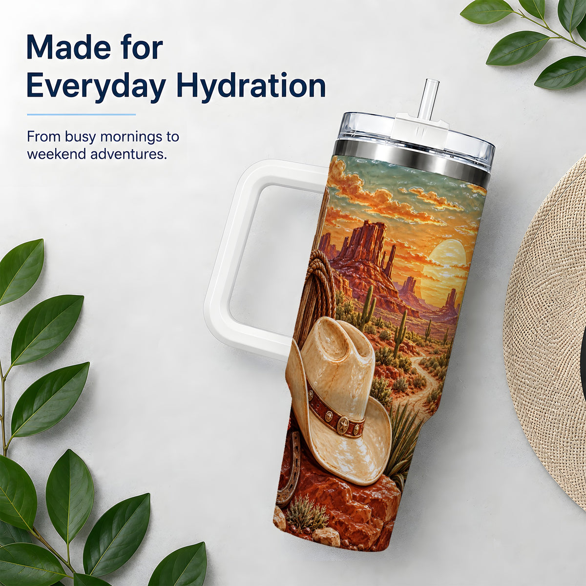 Western Cowboy Desert 40oz Tumbler for Western Style Fans