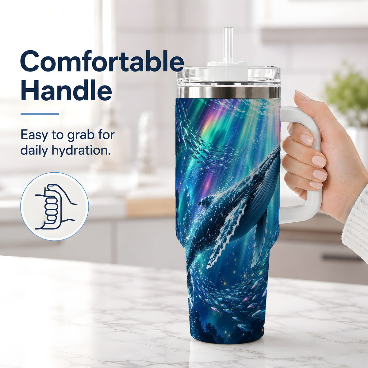 #pl[40oz|White] Humpback Whale Ocean 40oz Tumbler for Marine Life Fans
