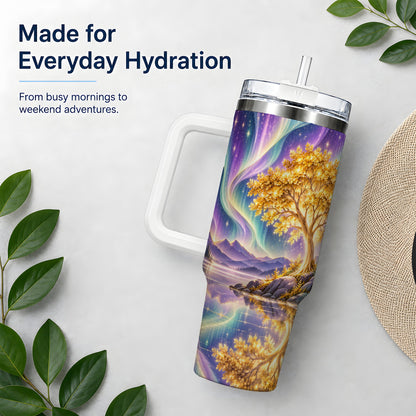 Golden Tree Aurora 40oz Tumbler for Nature Lovers