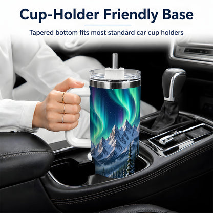 Winter Cabin Aurora 40oz Tumbler for Nature Lovers