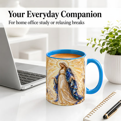 #pl[11oz|Blue] Radiant Mary Ceramic Mug with Crystal Style Sacred Artwork