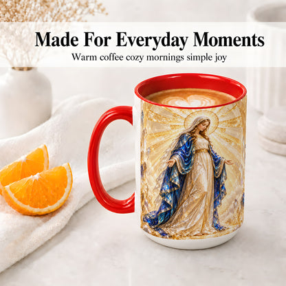 #pl[15oz|Red] Radiant Mary Ceramic Mug with Crystal Style Sacred Artwork