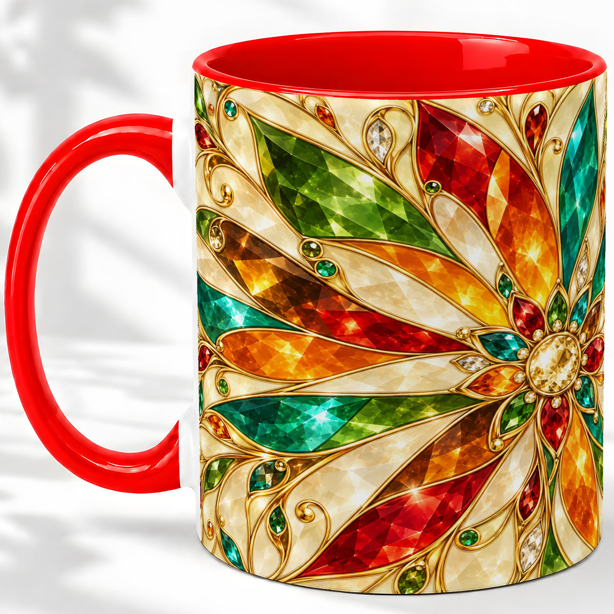 Jeweled Floral Pattern Ceramic Mug for Jewel Art Lovers
