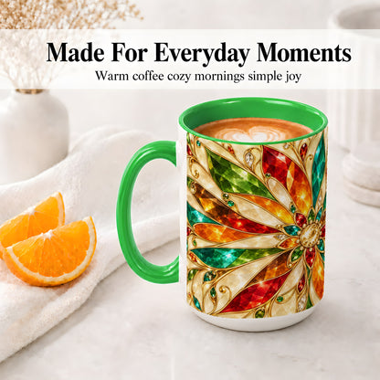 #pl[15oz|Green] Jeweled Floral Pattern Ceramic Mug for Jewel Art Lovers