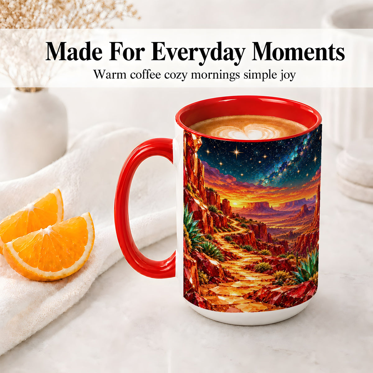 #pl[15oz|Red] Southwestern Desert Sunset Ceramic Mug for Desert Art Lovers