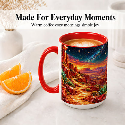 #pl[15oz|Red] Southwestern Desert Sunset Ceramic Mug for Desert Art Lovers