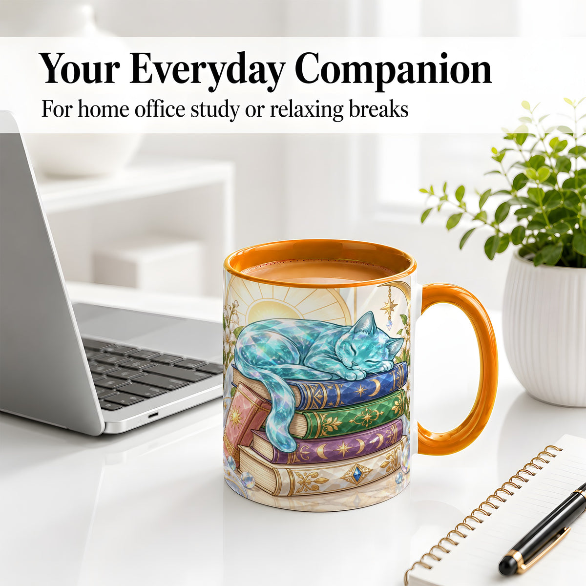 #pl[11oz|Orange] Celestial Sleeping Cat Ceramic Mug for Cat Lovers
