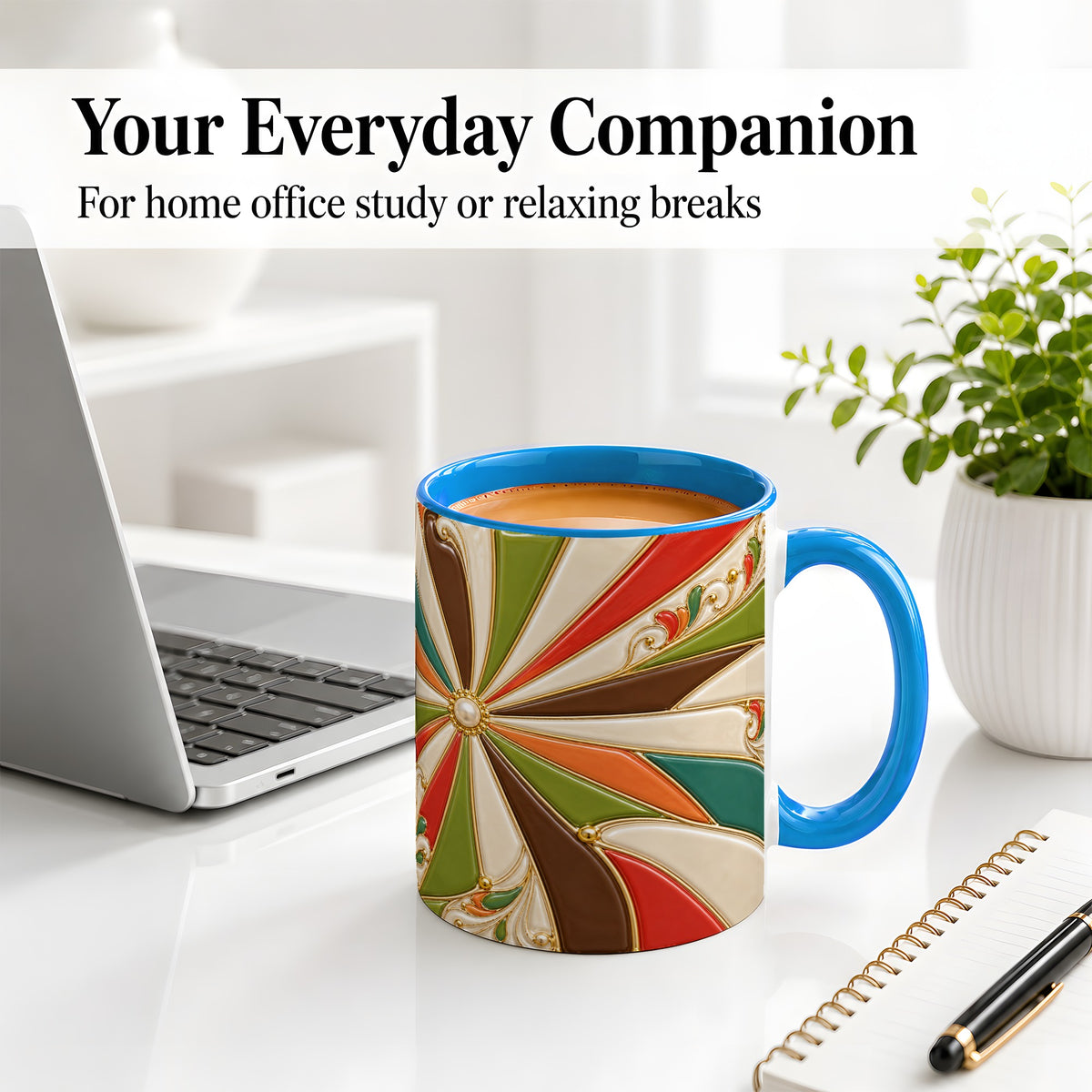 #pl[11oz|Blue] Retro Geometric Swirl Ceramic Mug for Abstract Art Fans