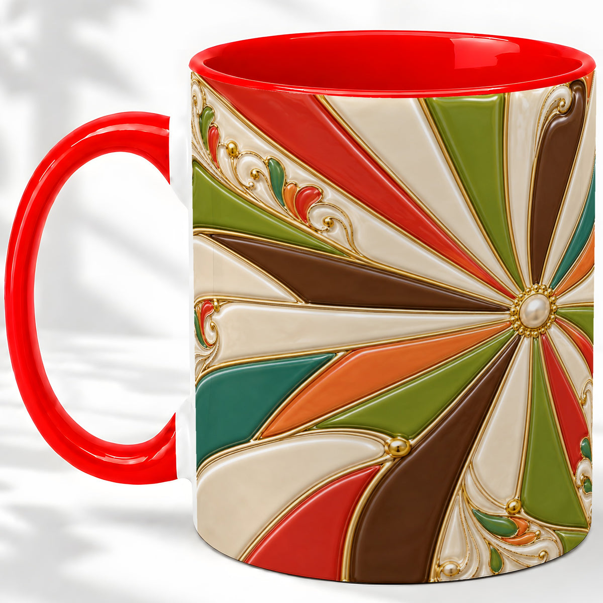 Retro Geometric Swirl Ceramic Mug for Abstract Art Fans