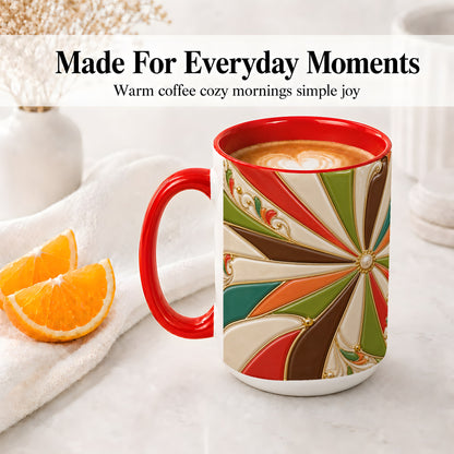 #pl[15oz|Red] Retro Geometric Swirl Ceramic Mug for Abstract Art Fans