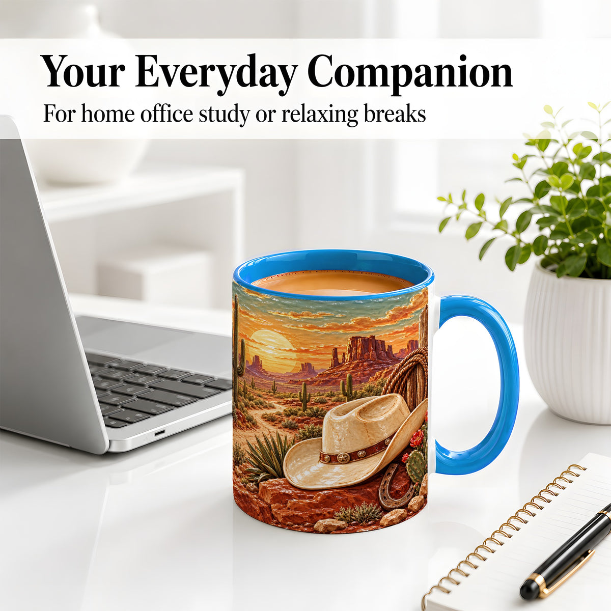 #pl[11oz|Blue] Western Cowboy Desert Ceramic Mug for Western Style Fans