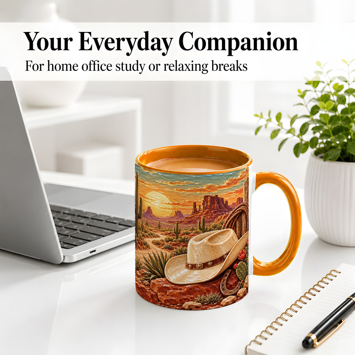 #pl[11oz|Orange] Western Cowboy Desert Ceramic Mug for Western Style Fans