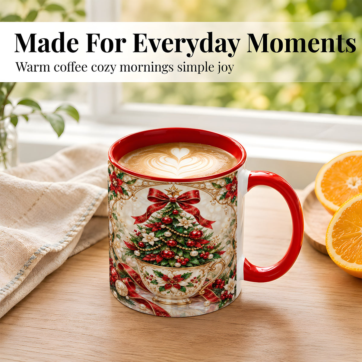 #pl[11oz|Red] Christmas Tree Coffee Mug, Holiday Teacup Mug, Ceramic Cup