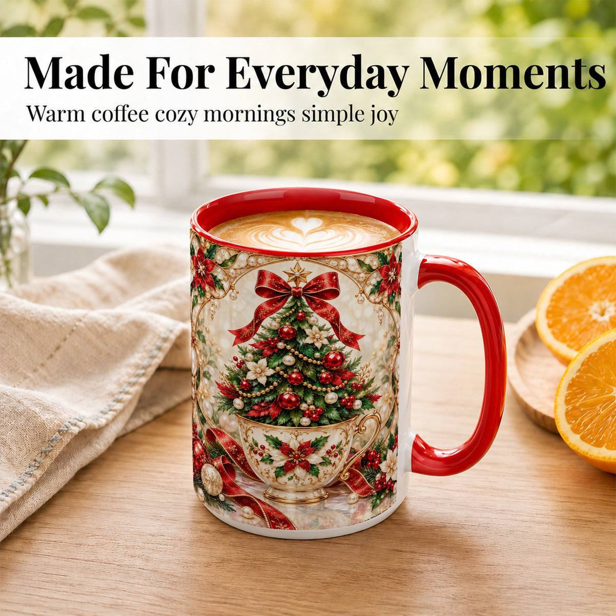 #pl[15oz|Red] Christmas Tree Coffee Mug, Holiday Teacup Mug, Ceramic Cup