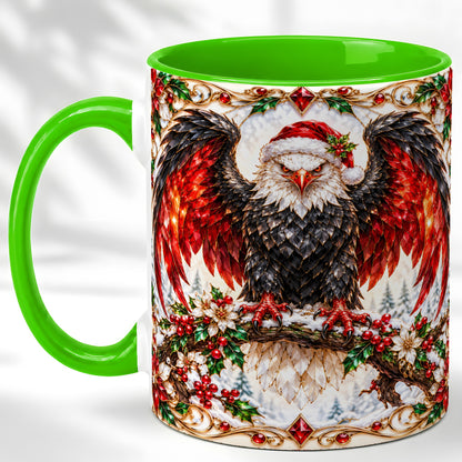 #pl[11oz|Green] Christmas Eagle Coffee Mug, Bald Eagle Mug, Ceramic Cup