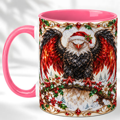 #pl[11oz|Pink] Christmas Eagle Coffee Mug, Bald Eagle Mug, Ceramic Cup