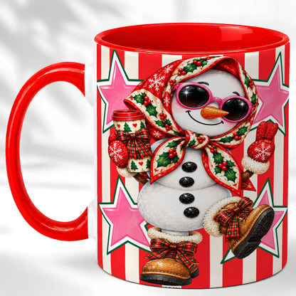 Cute Snowman Coffee Mug, Retro Christmas Mug, Ceramic Cup