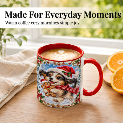 #pl[11oz|Red] Christmas Gingerbread Puppy Coffee Mug, Santa Dog Mug, Ceramic Cup