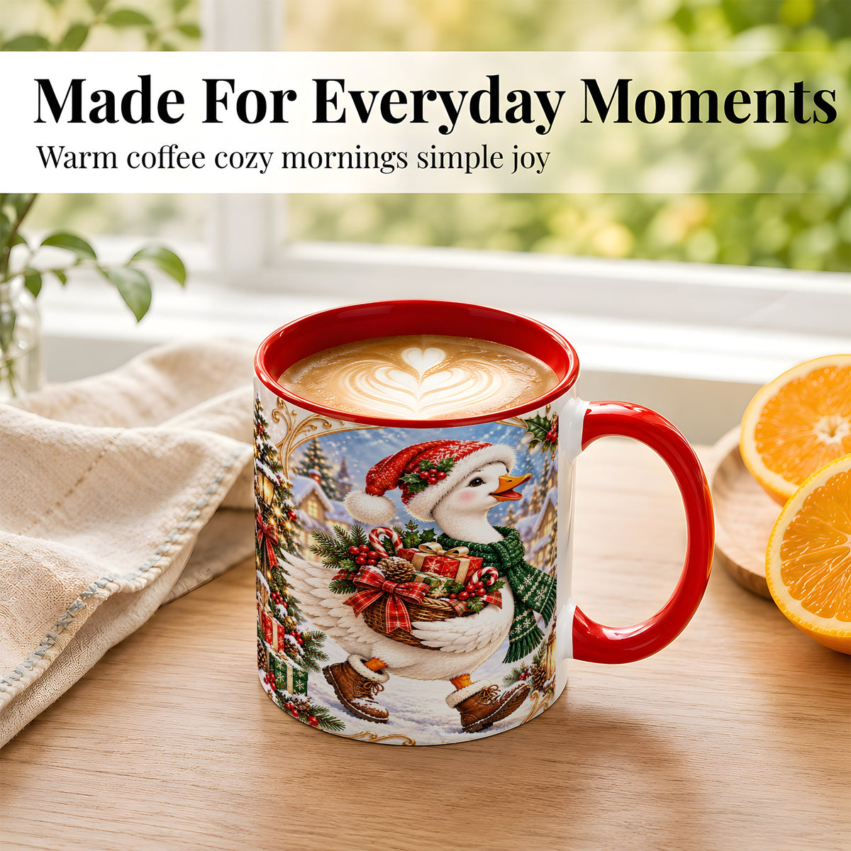 #pl[11oz|Red] Christmas Goose Coffee Mug, Santa Goose Mug, Ceramic Cup