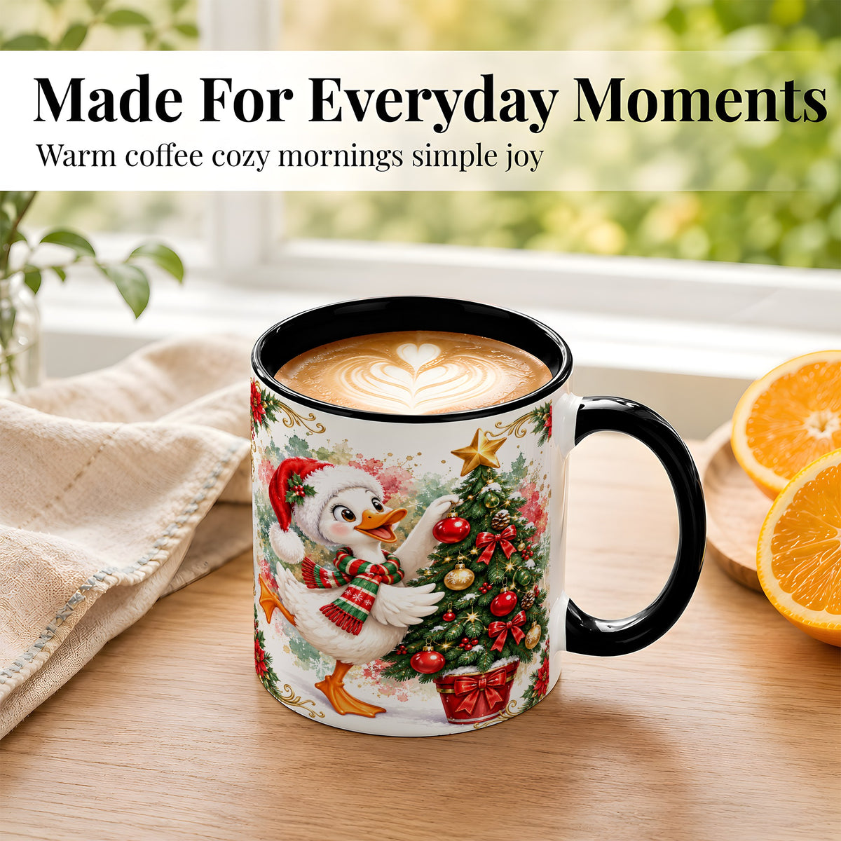 #pl[11oz|Black] Christmas Goose Coffee Mug, Tree Decorating Mug, Ceramic Cup