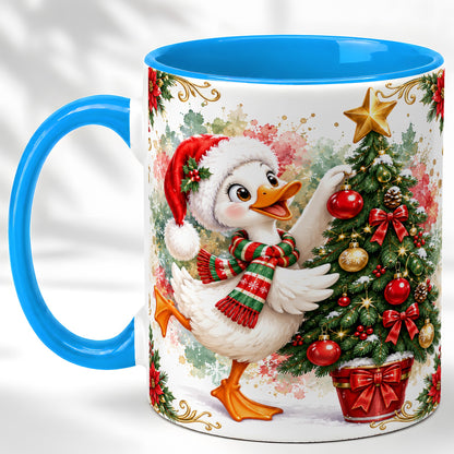 #pl[11oz|Blue] Christmas Goose Coffee Mug, Tree Decorating Mug, Ceramic Cup