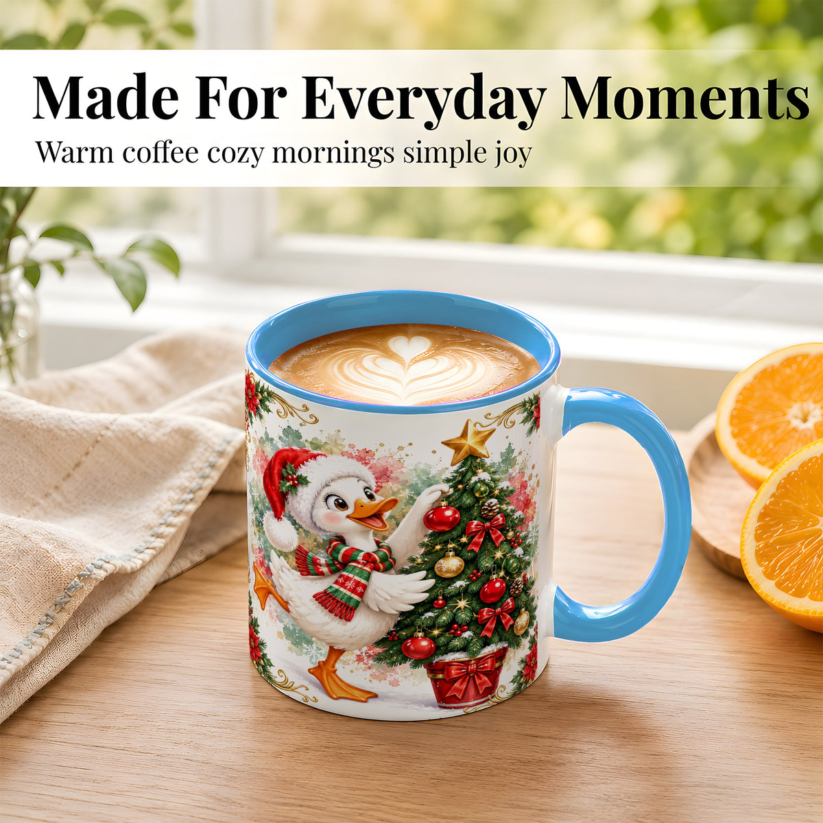#pl[11oz|Blue] Christmas Goose Coffee Mug, Tree Decorating Mug, Ceramic Cup